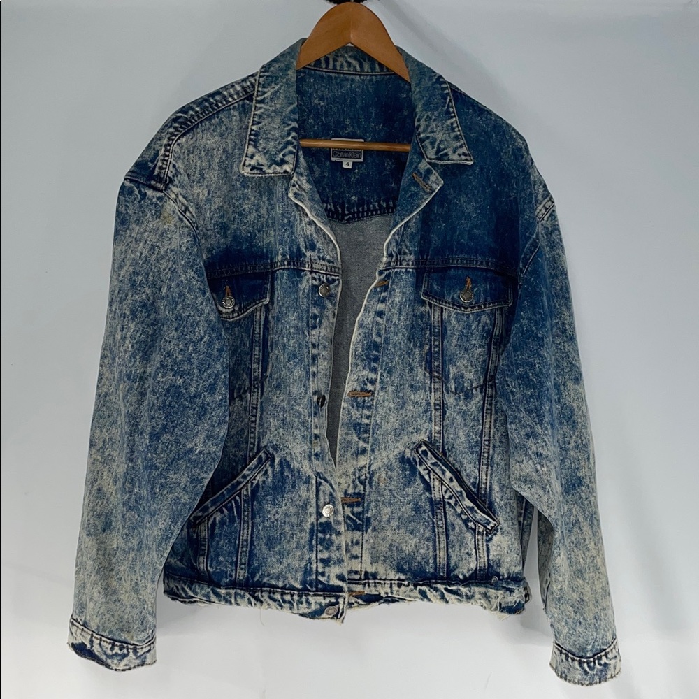 VINTAGE CALVIN KLEIN ACID WASHED DENIM TRUCKERS JACKET FTL-01-106